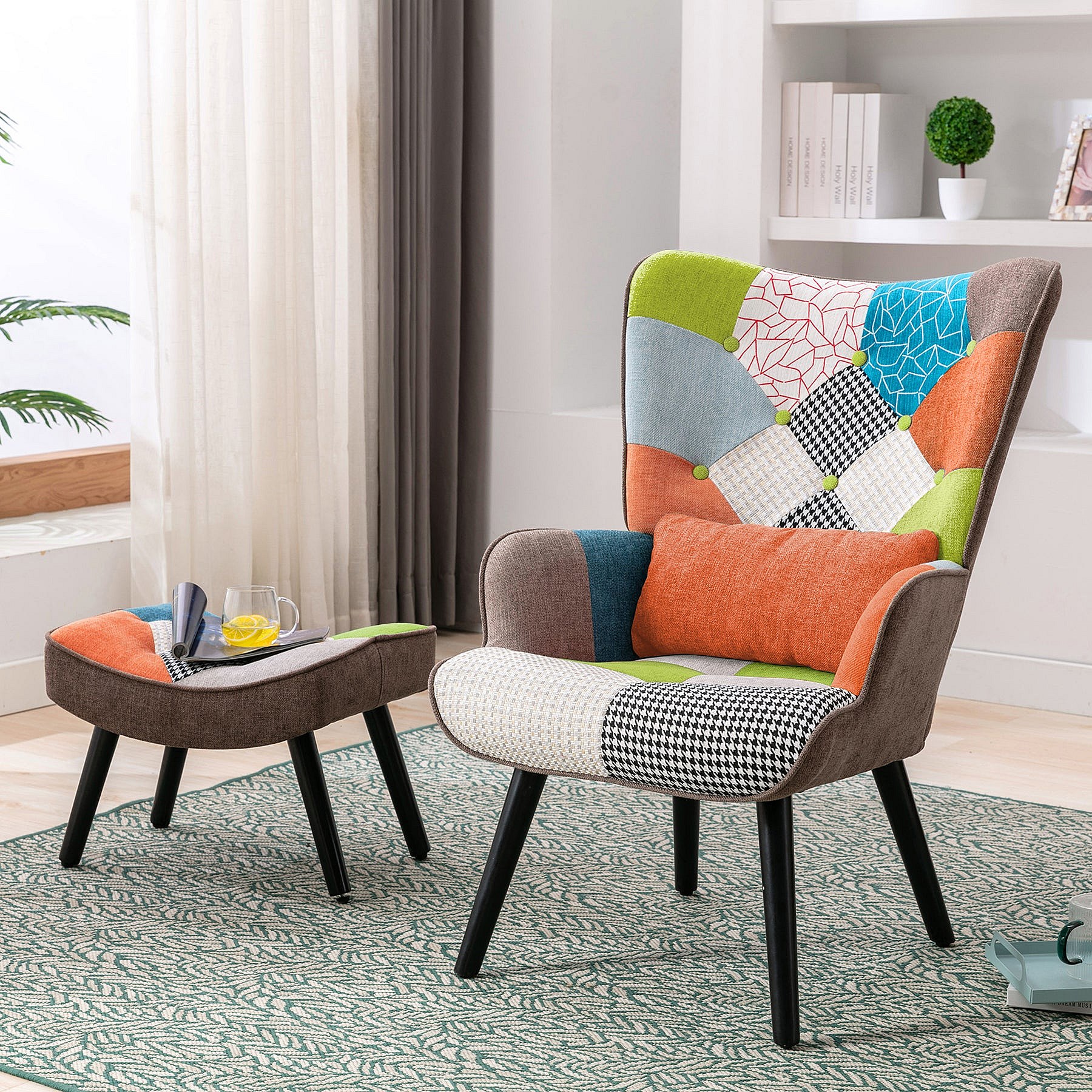Adirondack Loungestoel Arizona Met Voetenbankje En Bekerhouder - Houtlook Kunststof Licht Grijs