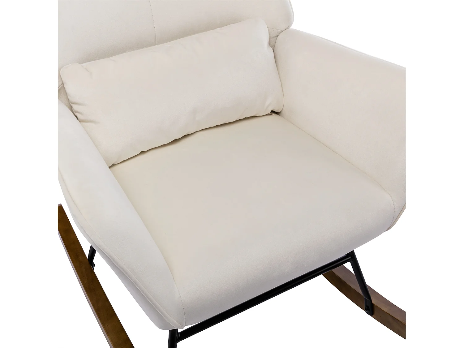 Fauteuil à Bascule en Velours Rembourré avec Support Lombaire,  Fauteuil Allaitement à Bascule pour Salon, Chambre d'enfant, Beige