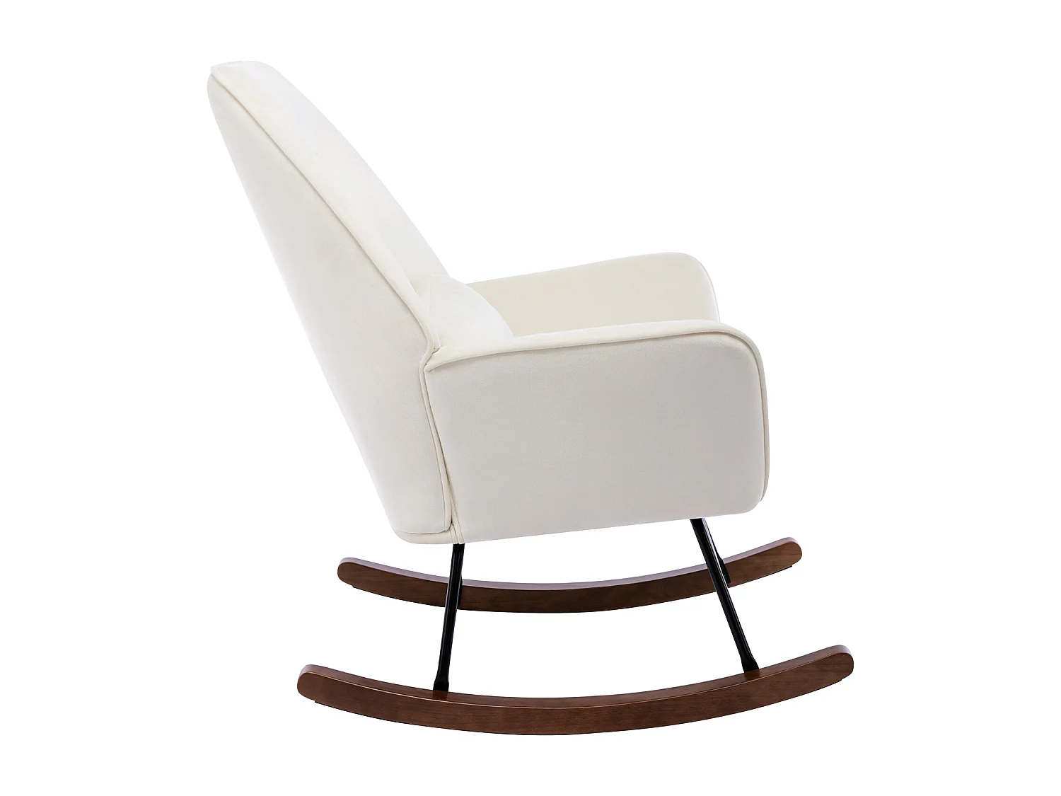 Fauteuil à Bascule en Velours Rembourré avec Support Lombaire,  Fauteuil Allaitement à Bascule pour Salon, Chambre d'enfant, Beige