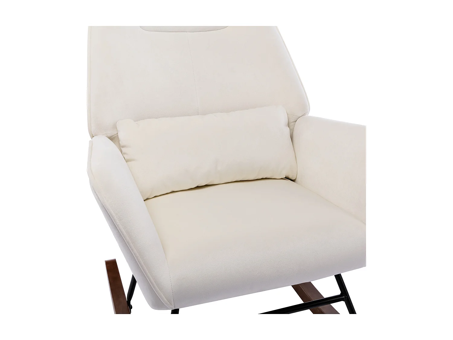Fauteuil à Bascule en Velours Rembourré avec Support Lombaire,  Fauteuil Allaitement à Bascule pour Salon, Chambre d'enfant, Beige