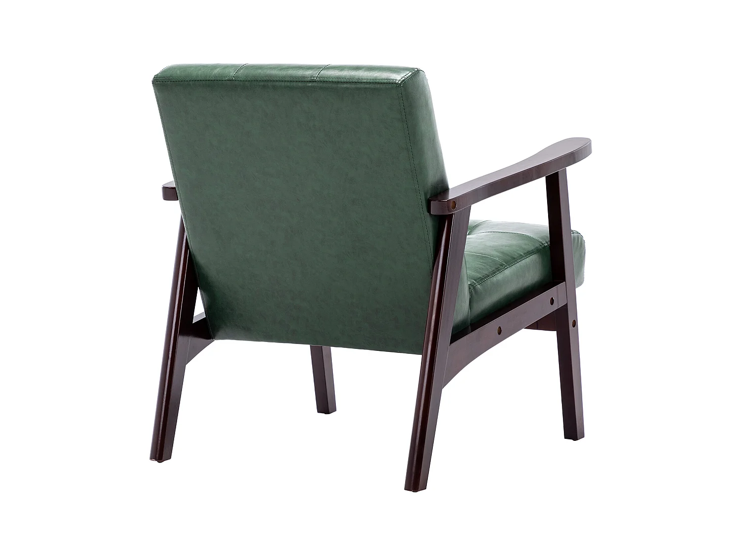 Scandinavisch design houten fauteuil met groen leer - L 67 x B 76 x H 76 cm