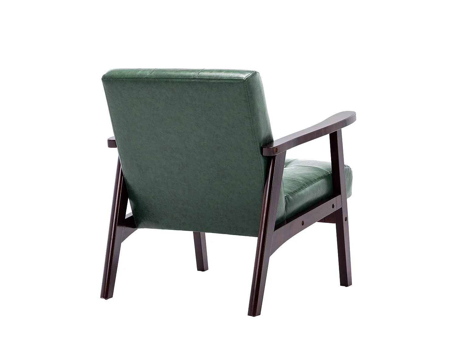 Fauteuil en bois au design scandinave et cuir Vert-L 67 x L 76 x H 76 cm