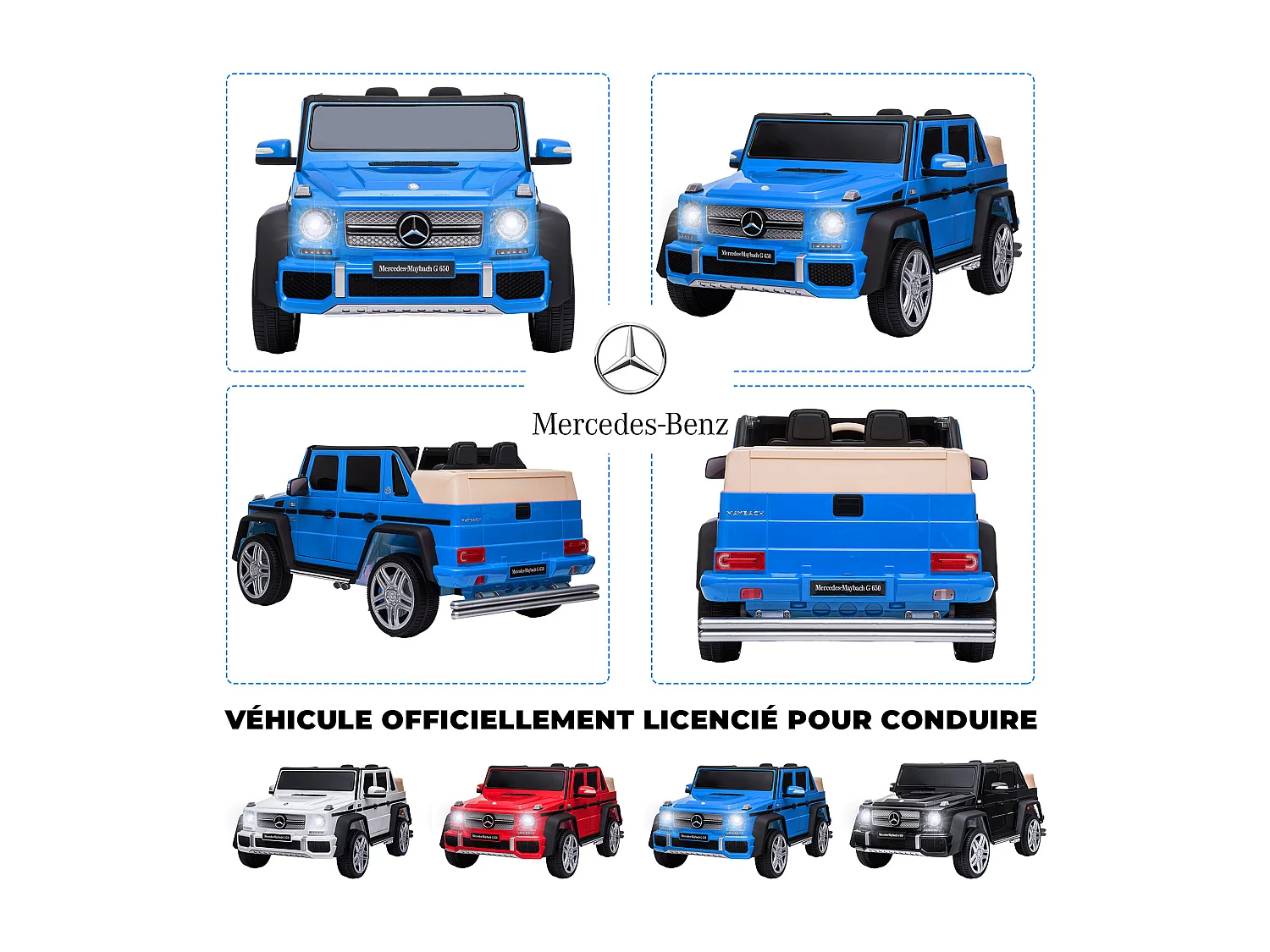 ORYXEARTH Coche eléctrico Mercedes-Maybach G650 para niños - Azul - 12V