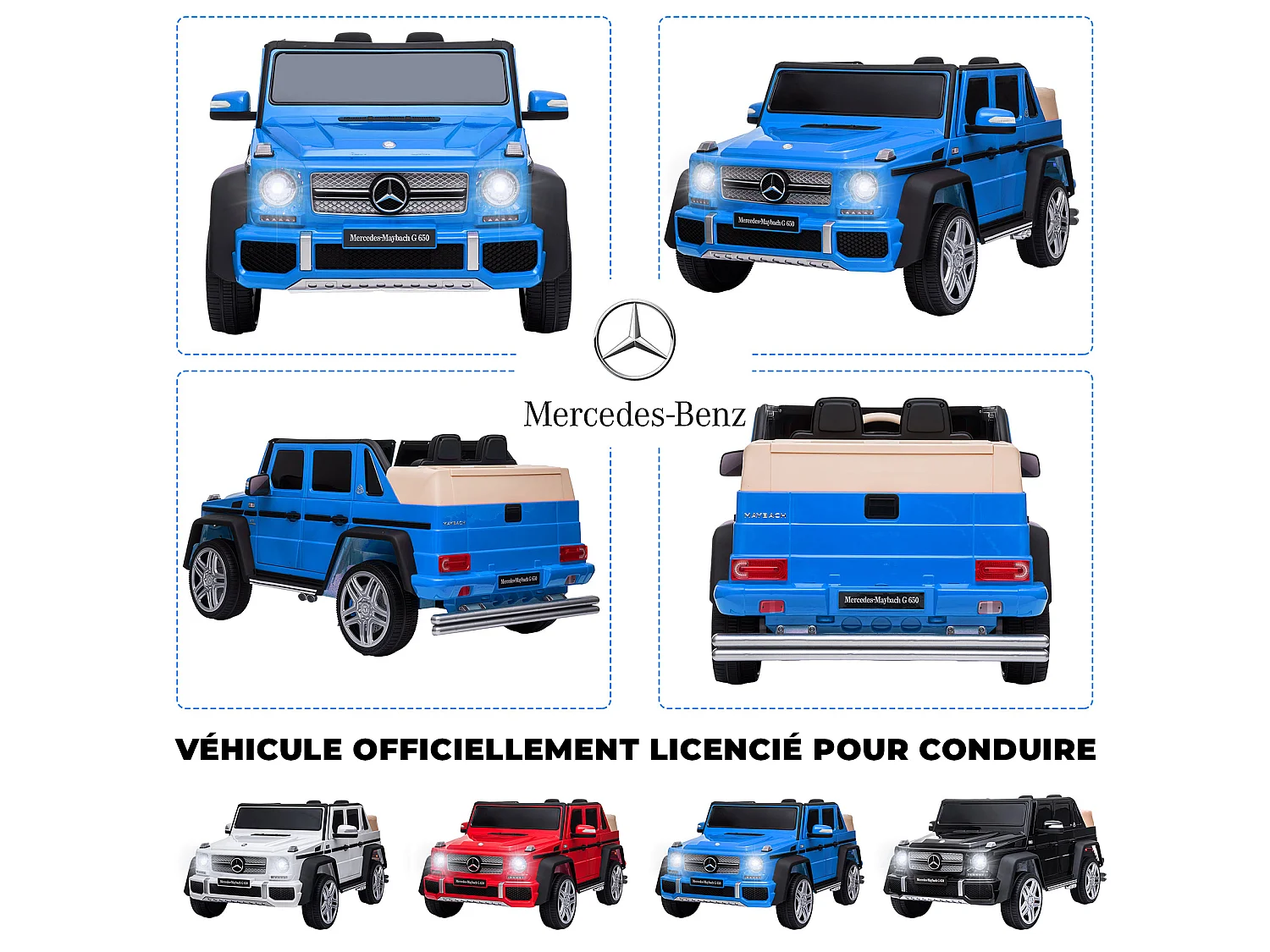 ORYXEARTH Coche eléctrico Mercedes-Maybach G650 para niños - Azul - 12V