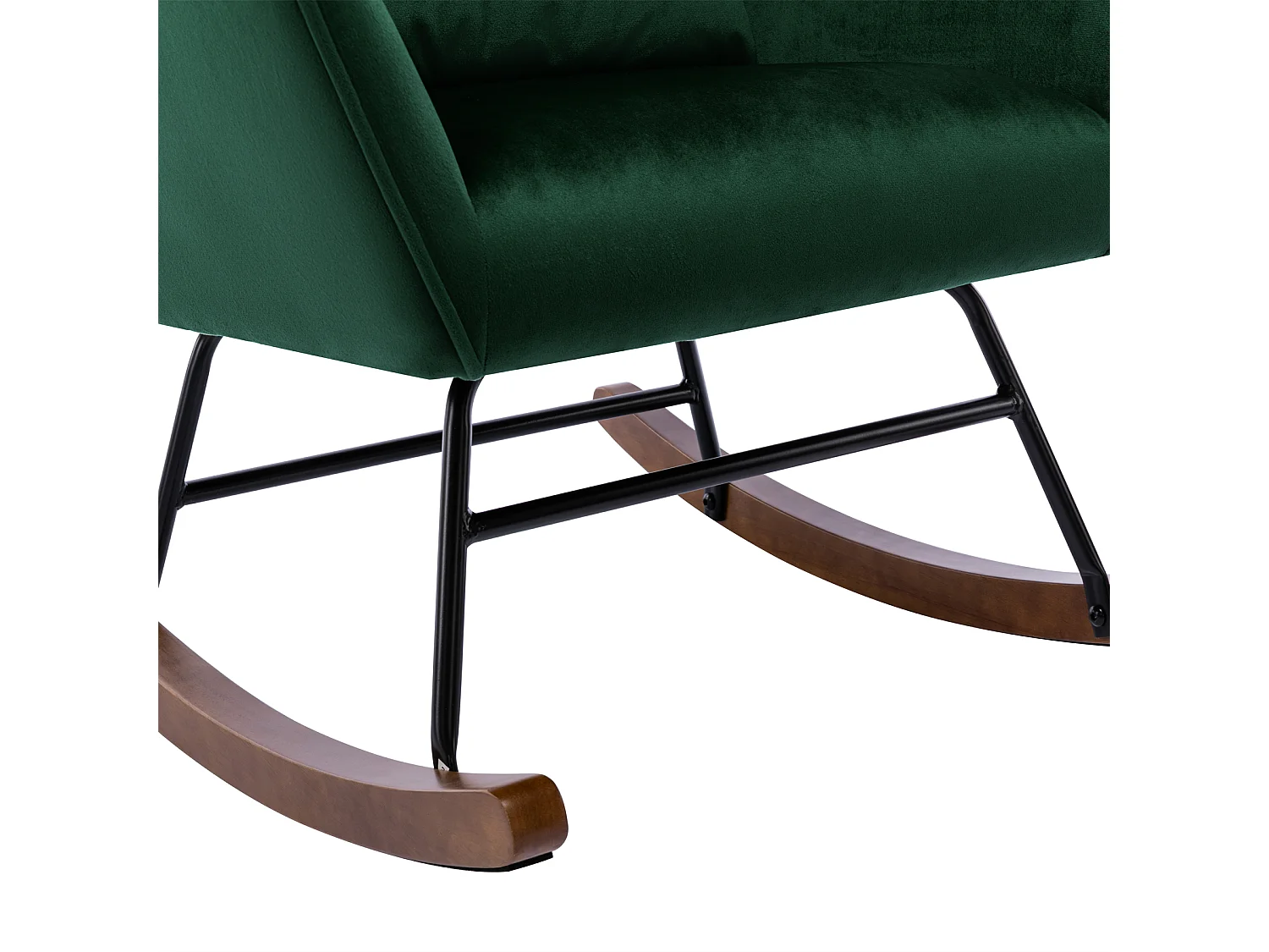 Fauteuil à Bascule en Velours Rembourré avec Support Lombaire,  Fauteuil Allaitement à Bascule pour Salon, Chambre d'enfant, Vert Foncé