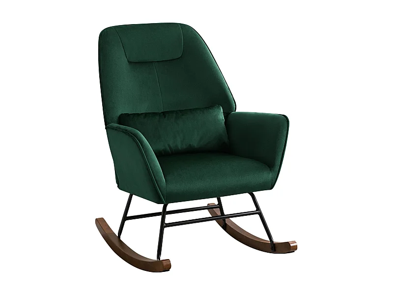 Fluwelen schommelstoel met lendensteun, schommelstoel voor de woonkamer, kinderkamer, donkergroen