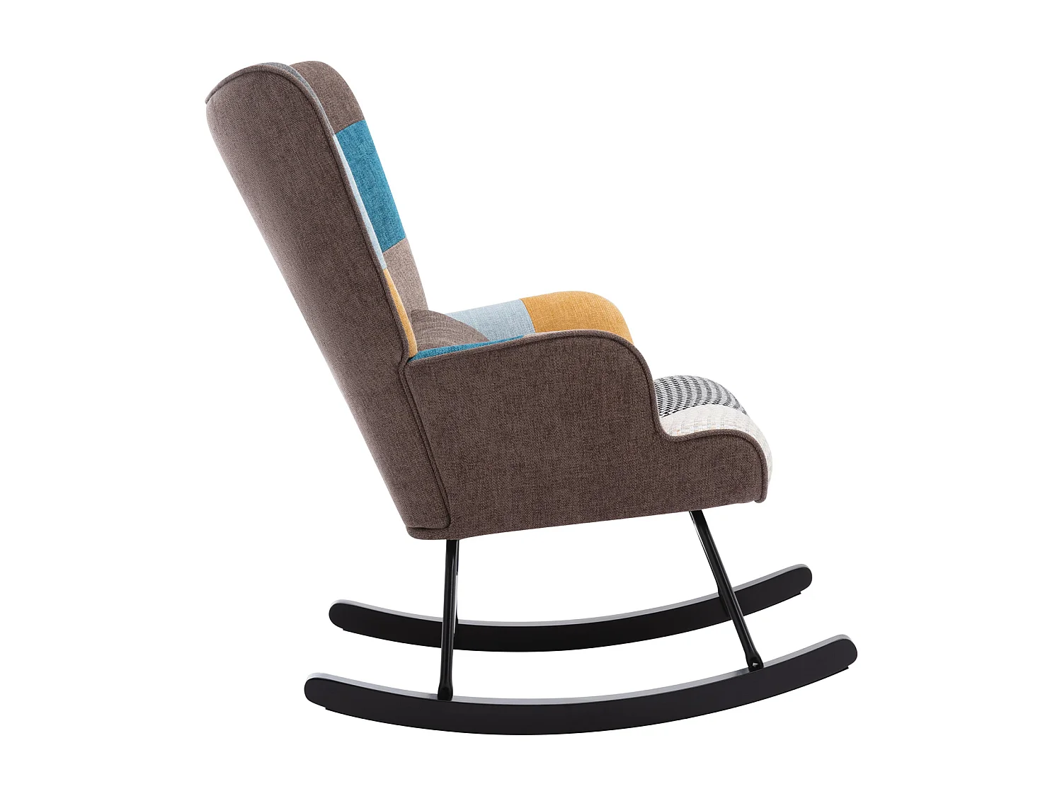 Mecedora de patchwork para lactancia de bebés con cojín, estilo escandinavo, tela de lino, madera de hevea