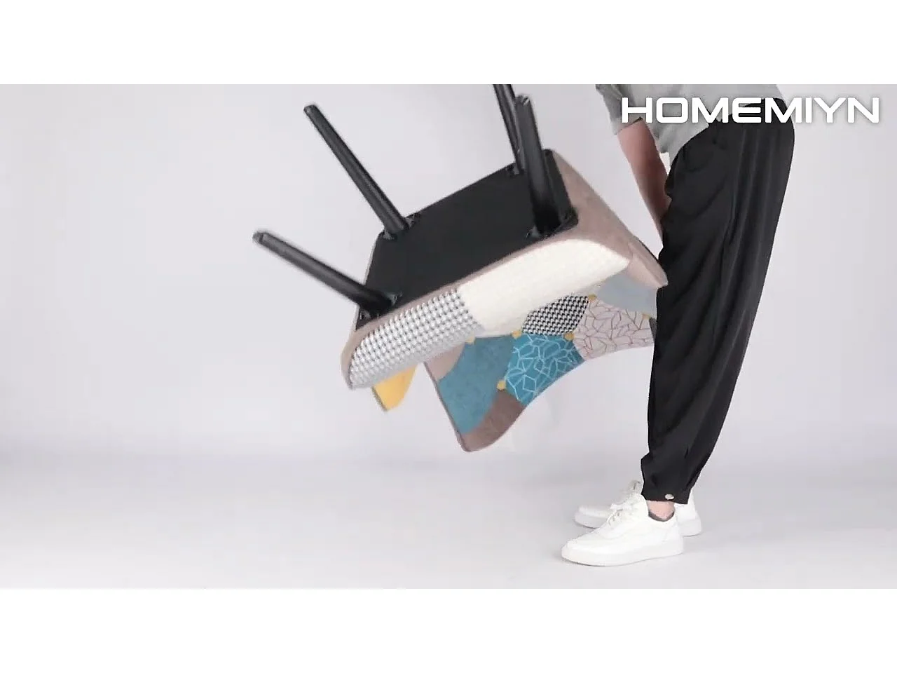 Oorfauteuil, relaxstoel met kruk, patchworkstoel, oorfauteuil, woonkamerstoel