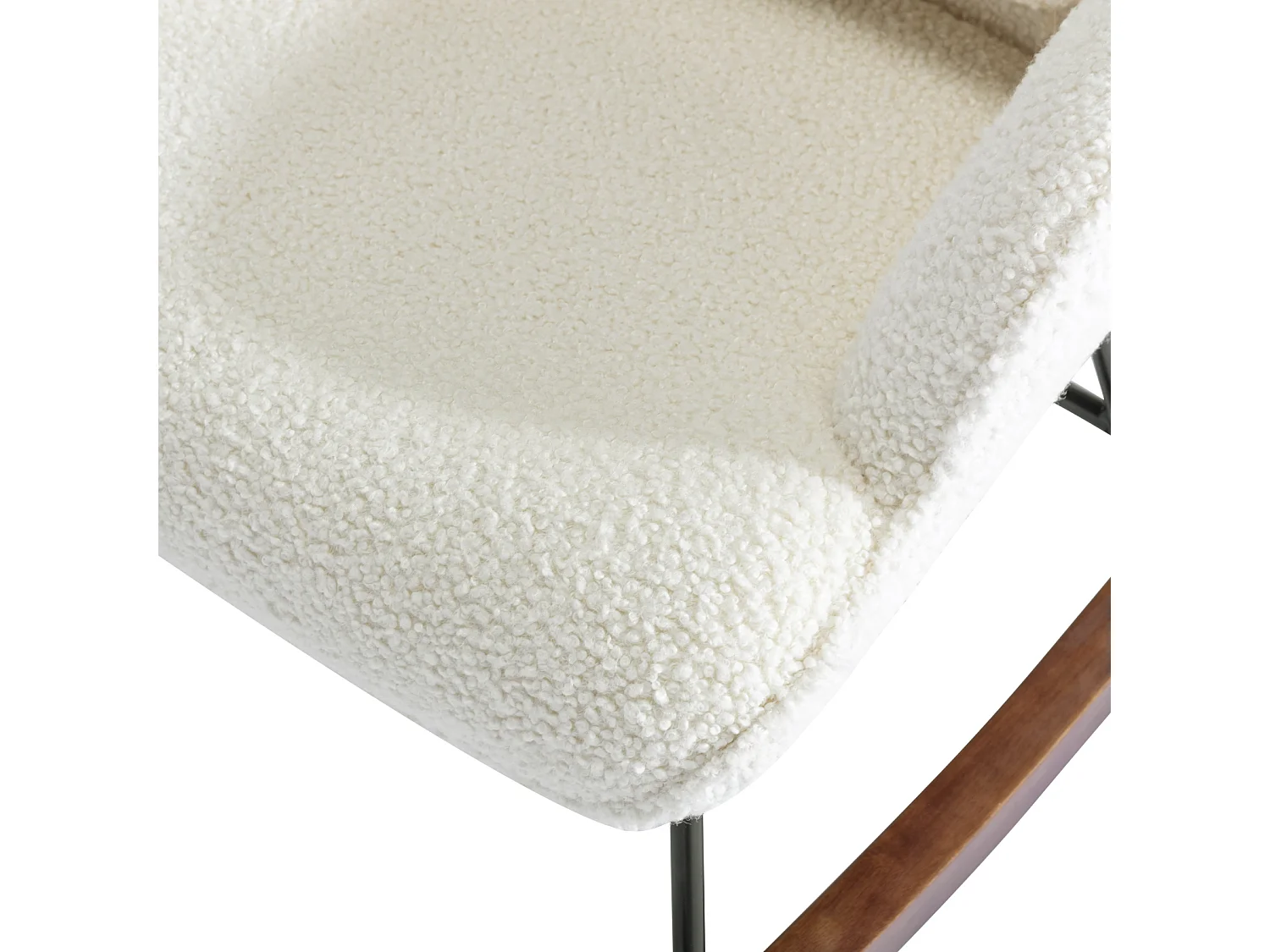 Fauteuil à Bascule Chaise Berçante Allaitement Bébé en Tissu Bouclette Rocking Chair Style Scandinave en Bois d'Hévéa, Beige