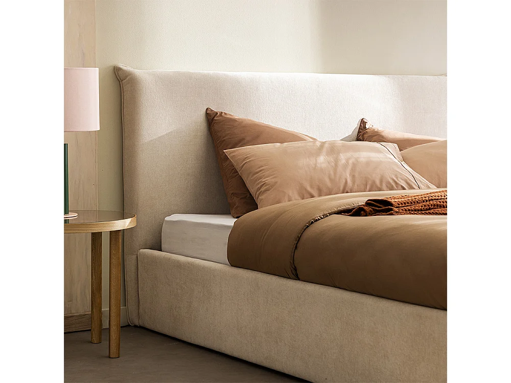 Mac Beth - Lit coffre en tissu 160x200cm - Écru