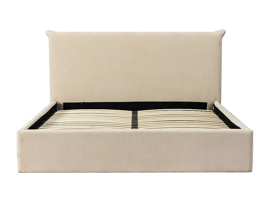 Mac Beth - Lit coffre en tissu 160x200cm - Écru