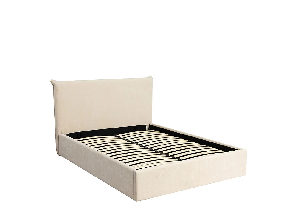 Mac Beth - Lit coffre en tissu 160x200cm - Écru