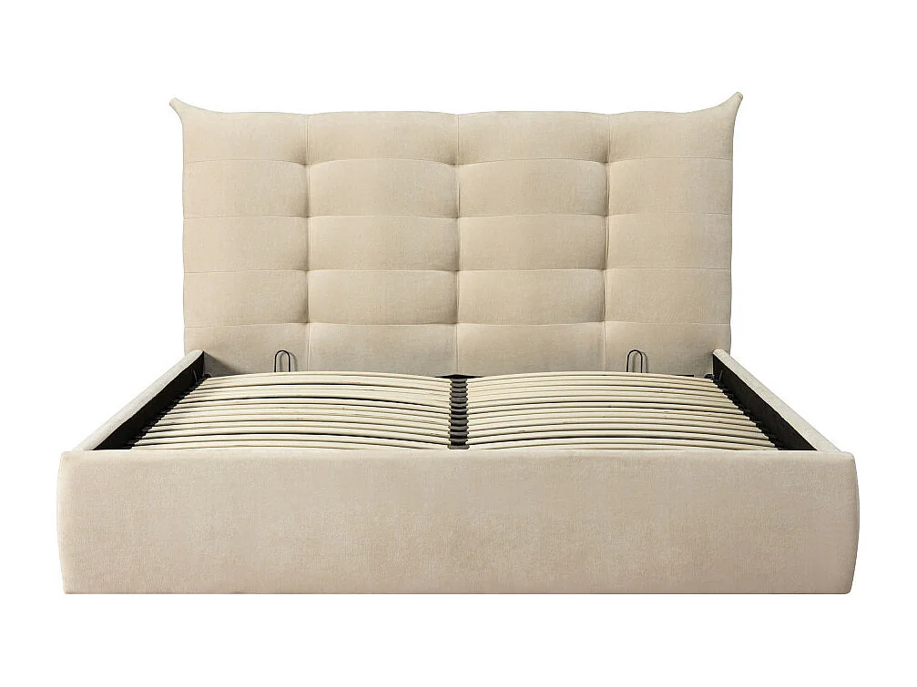 Serenita - Lit coffre en tissu 160x200cm - Écru