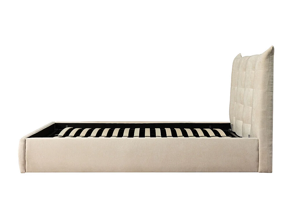 Serenita - Lit coffre en tissu 160x200cm - Écru