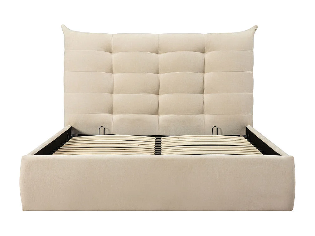 Serenita - Lit coffre en tissu 140x190cm - Écru