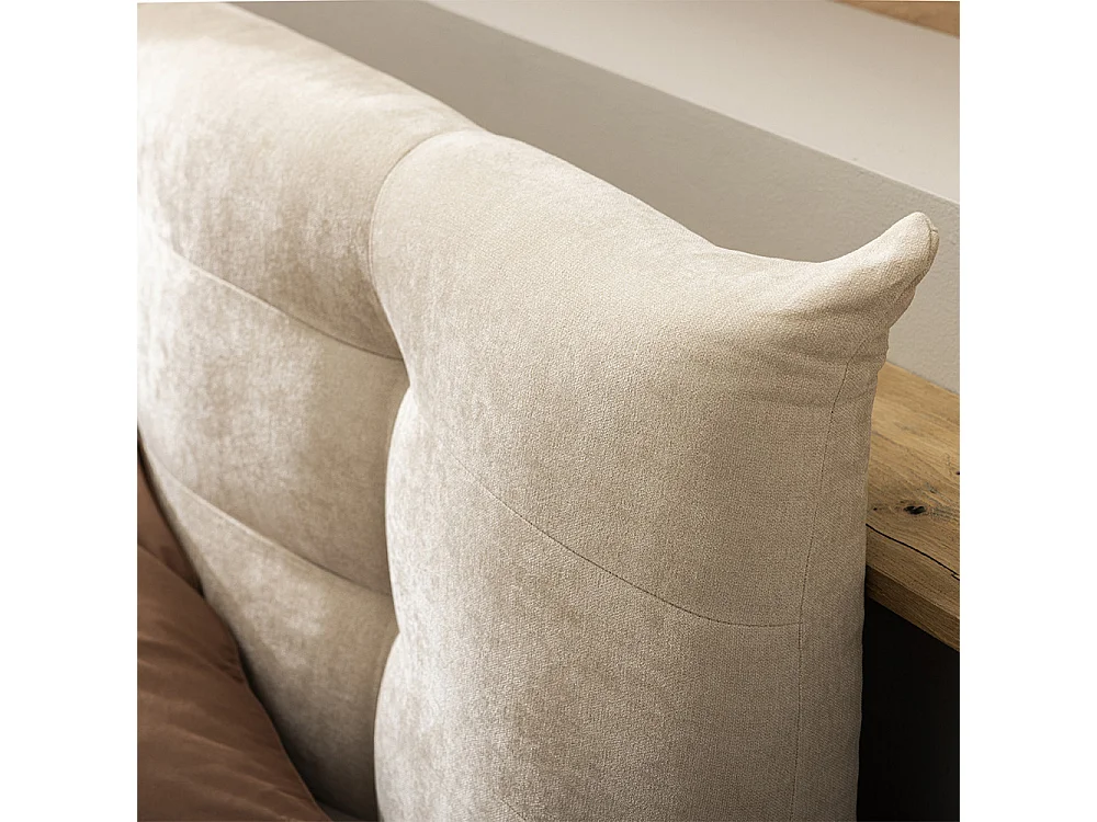 Serenita - Lit coffre en tissu 140x190cm - Écru