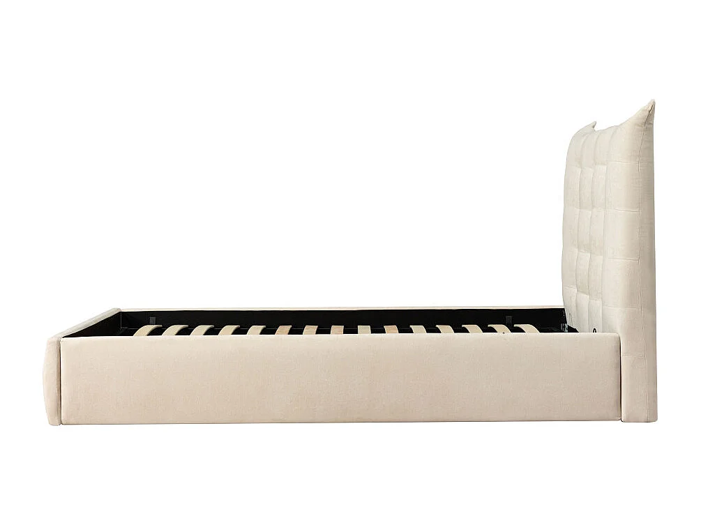 Serenita - Lit coffre en tissu 140x190cm - Écru