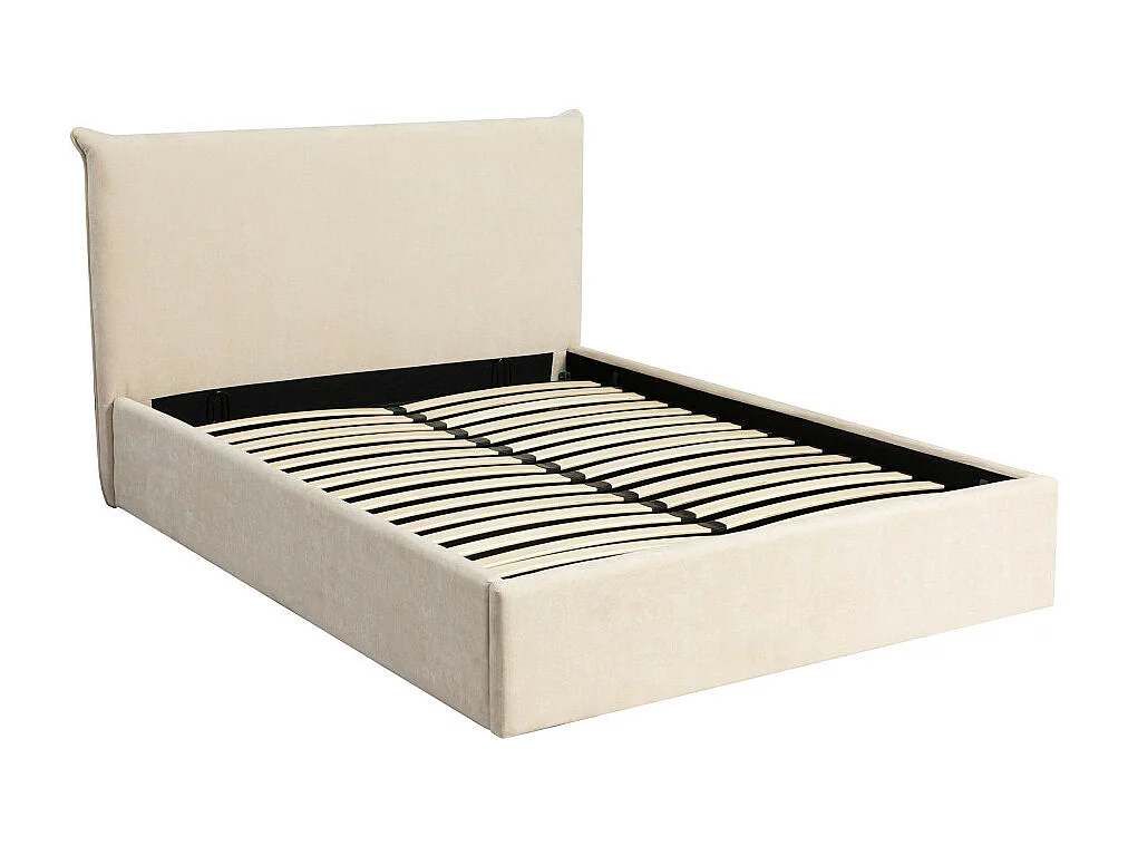 Mac Beth - Lit coffre en tissu 140x190cm - Écru