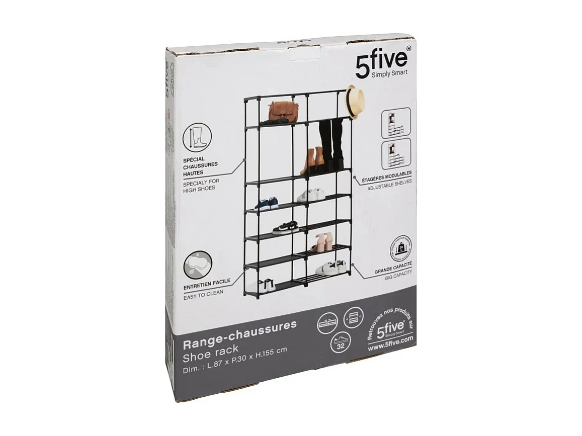 Range-Chaussures 8 Niveaux "32 Paires" 155cm Noir