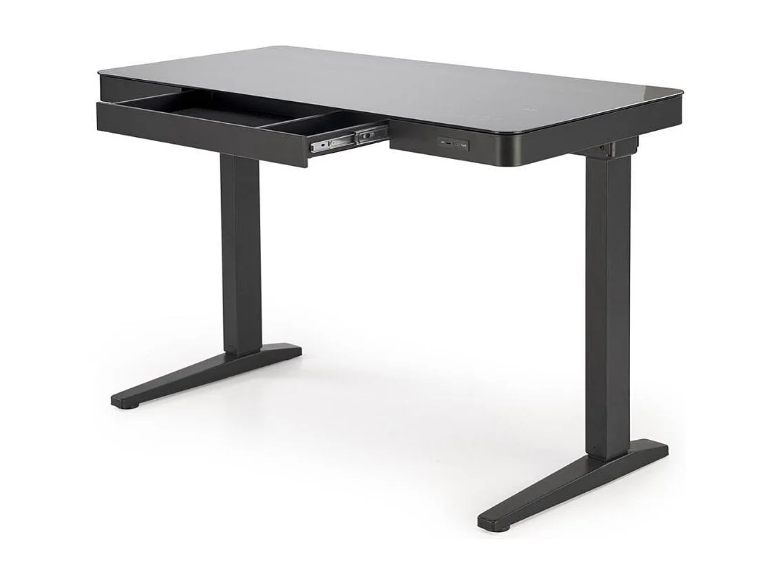 Scrivania nera da 120 cm regolabile in altezza con caricatore a induzione Albi