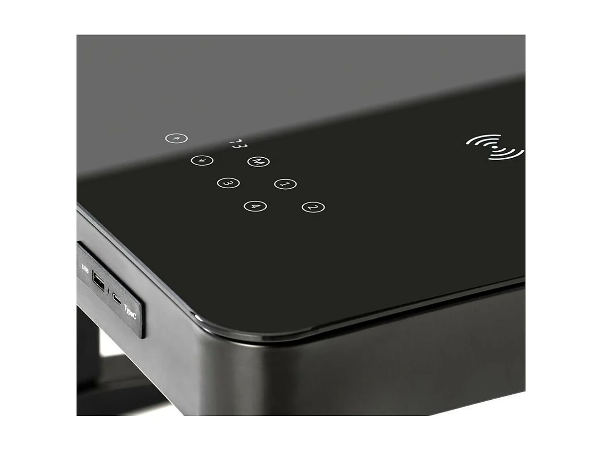 Scrivania nera da 120 cm regolabile in altezza con caricatore a induzione Albi