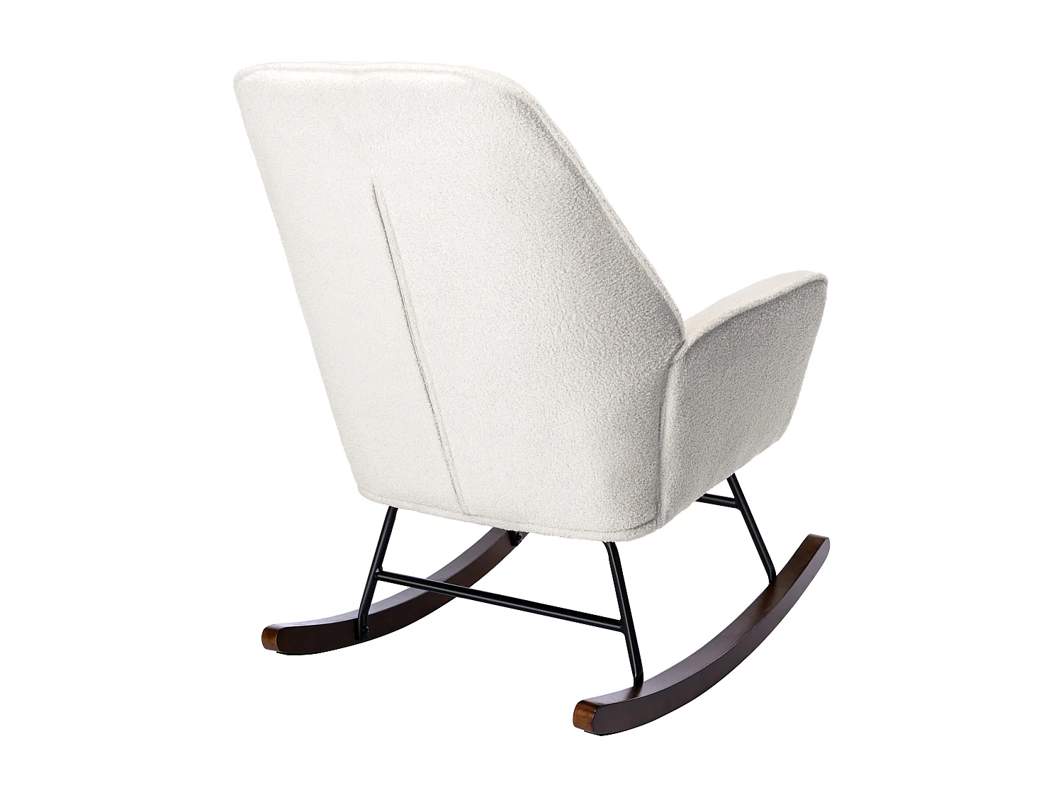 Fauteuil à Bascule en Laine d'agneau Fauteuil en Laine Moderne, Chaise à Bascule Confortable avec Pieds en Bois Massif  Beige