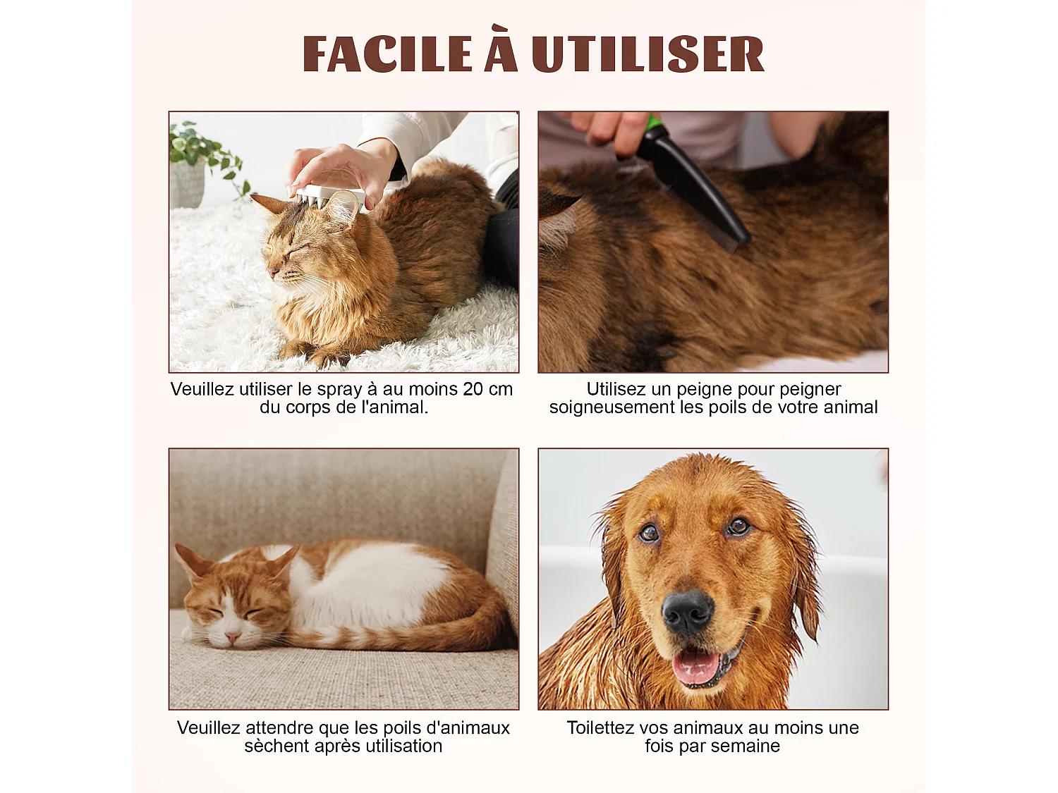 Soins du pelage THE ANIMAL ORGANICS, sprays pour pelage pour chiens, fabriqué au Japon, 150 ml