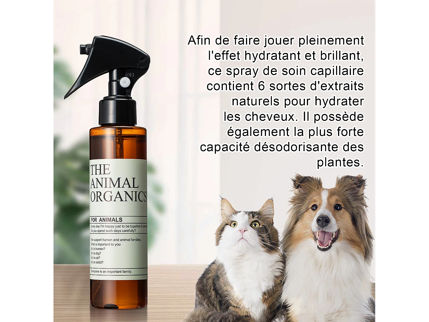 Soins du pelage THE ANIMAL ORGANICS, sprays pour pelage pour chiens, fabriqué au Japon, 150 ml
