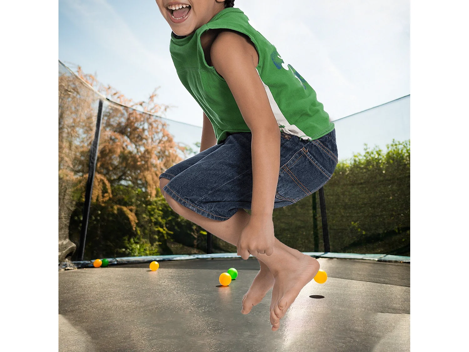 Trampoline de Jardin Enfants et Adultes Jeux d'Extérieur  183 cm Noir et Bleu Avec Filet de sécurité Couverture de protection