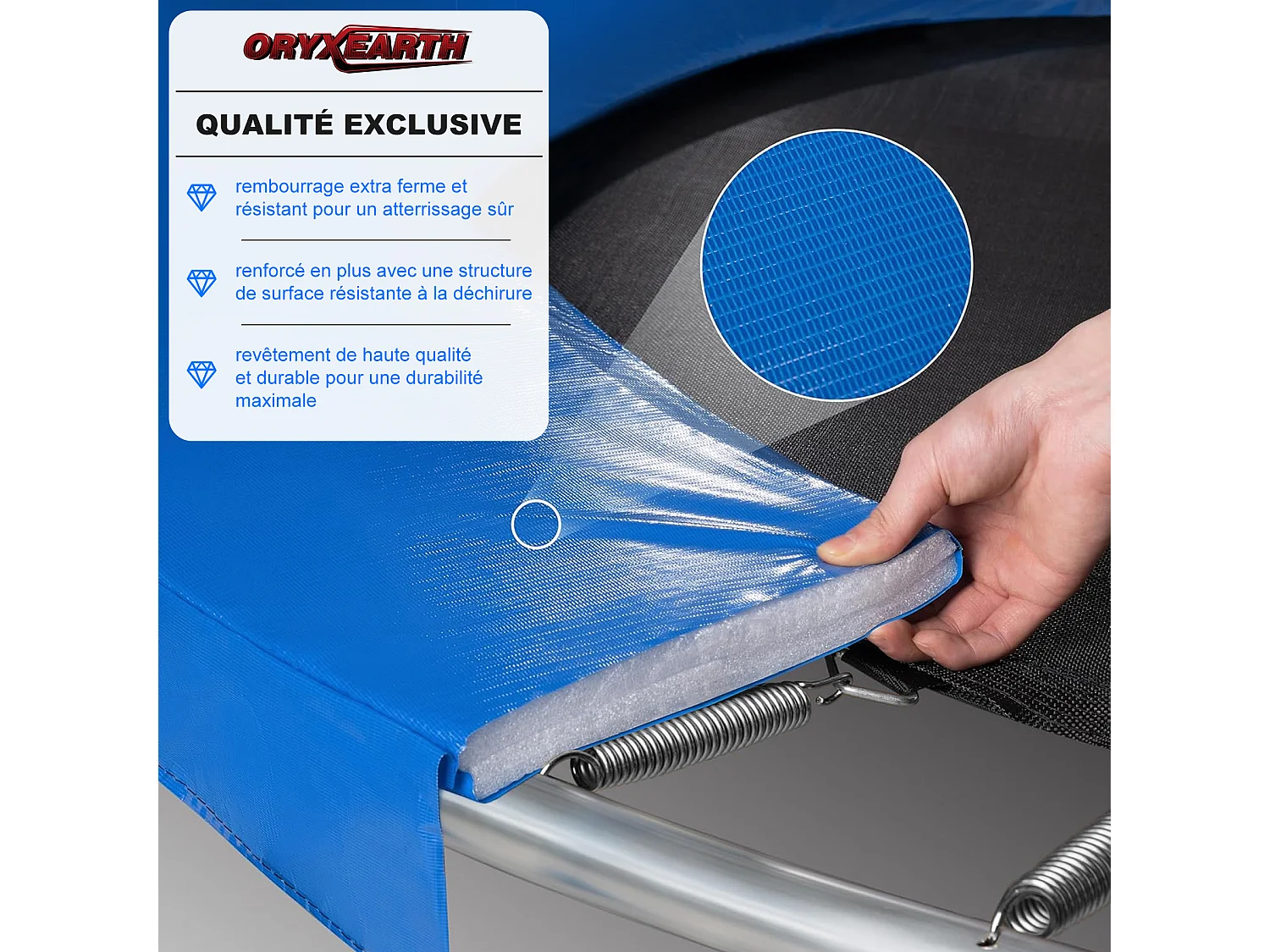 Trampoline de Jardin Enfants et Adultes Jeux d'Extérieur  183 cm Noir et Bleu Avec Filet de sécurité Couverture de protection