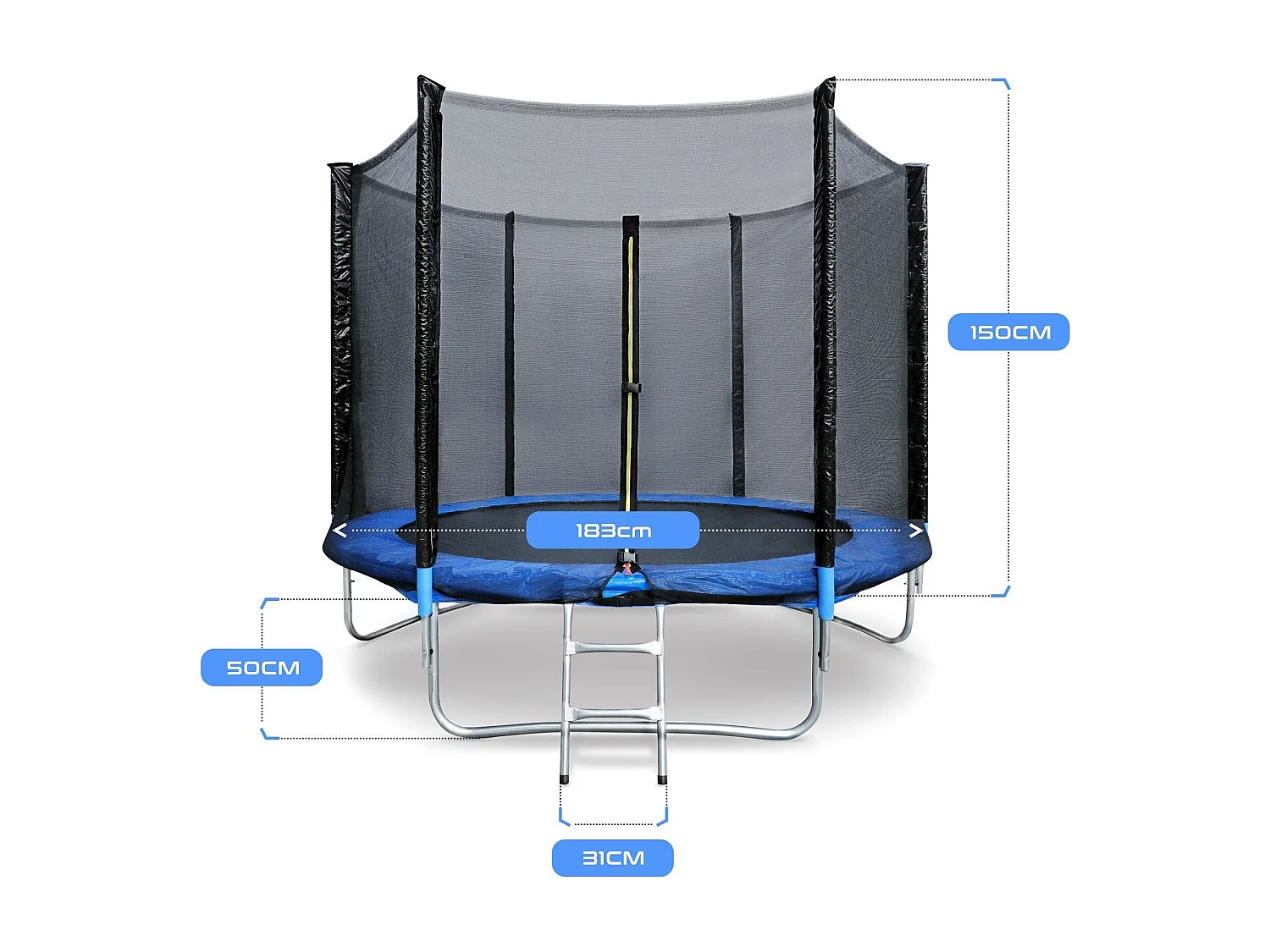 Trampolín de Jardín Juegos al Aire Libre para Niños y Adultos 244 cm Negro y Azul con Red de Seguridad Funda Protectora
