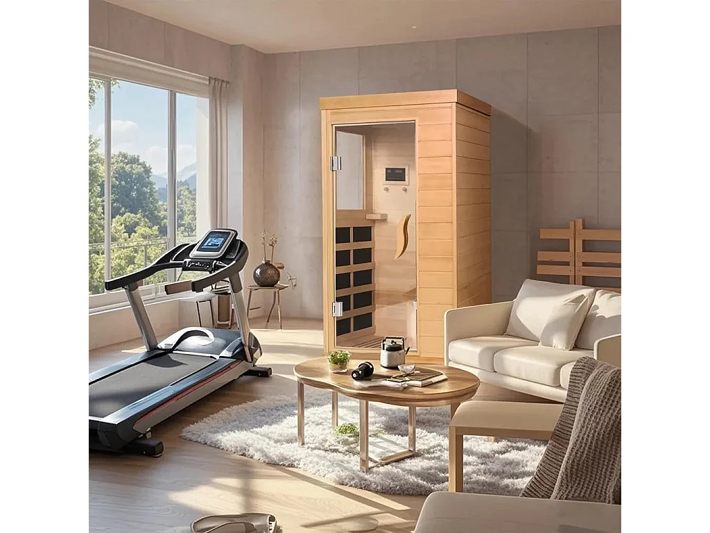 Sauna infrarroja portátil para 1 o 2 personas – Canadian Hemlock con Bluetooth y tecnología de infrarrojos lejanos