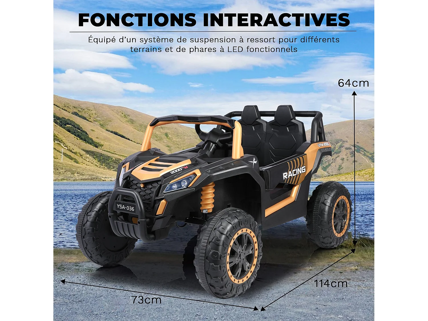 24V 6-wiel elektrische kinderpick-up, 4WD, afstandsbediening, Bluetooth, veiligheidsgordel, achteruitcamera, opbergruimte. Donkerzwart