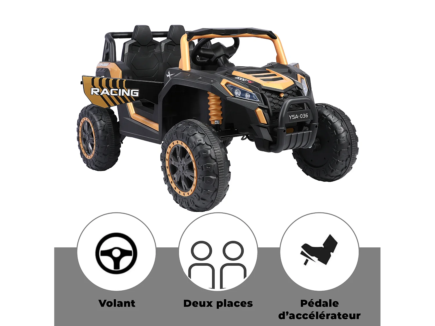 24V 6-wiel elektrische kinderpick-up, 4WD, afstandsbediening, Bluetooth, veiligheidsgordel, achteruitcamera, opbergruimte. Donkerzwart