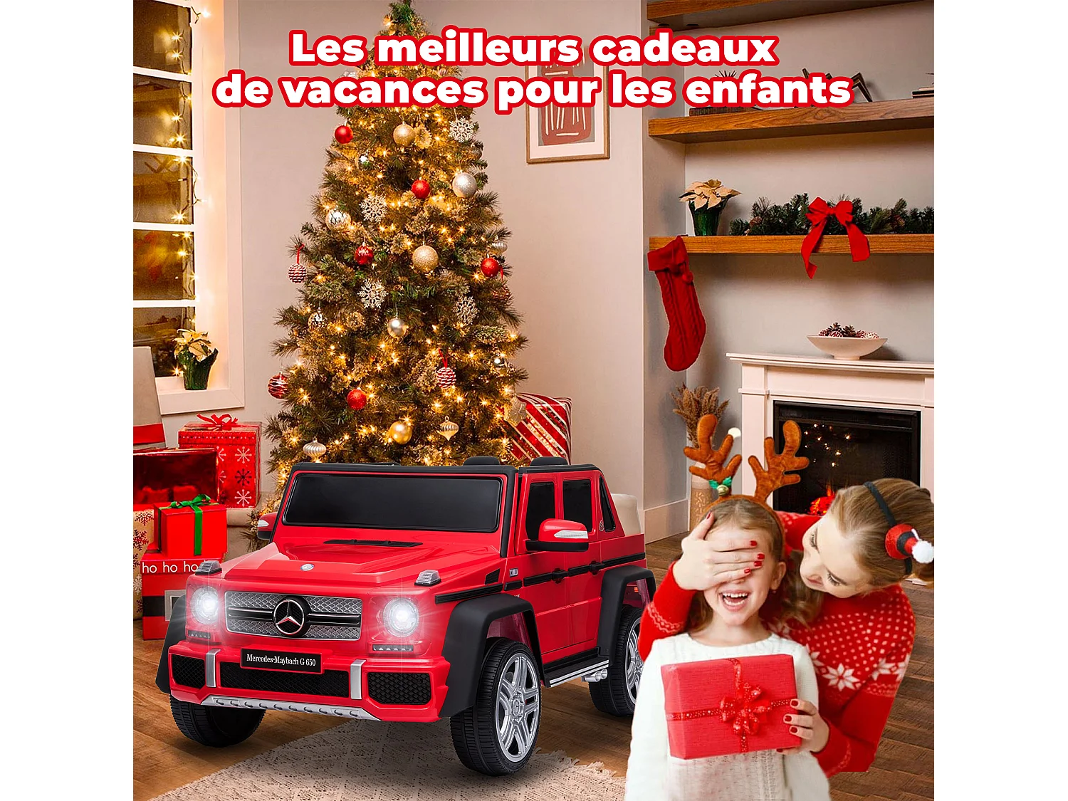 ORYXEARTH Coche eléctrico Mercedes-Maybach G650 para niños - Rojo - 12V