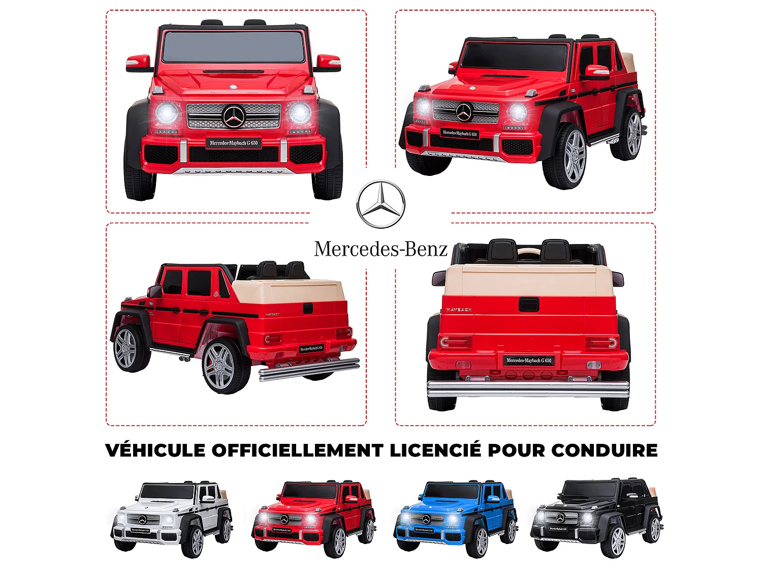 ORYXEARTH Coche eléctrico Mercedes-Maybach G650 para niños - Rojo - 12V