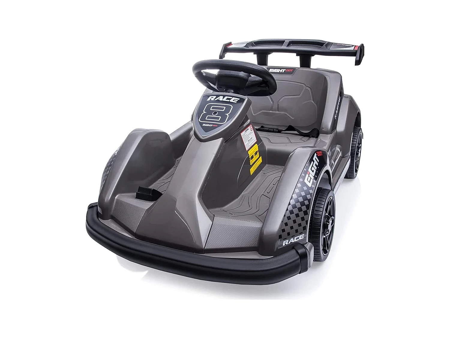 HOMEMIYN 6V elektrische Go Kart met afstandsbediening, veiligheidsgordel, langzame start, muziek, 4-wiel kinder-cadeau. Zwart.