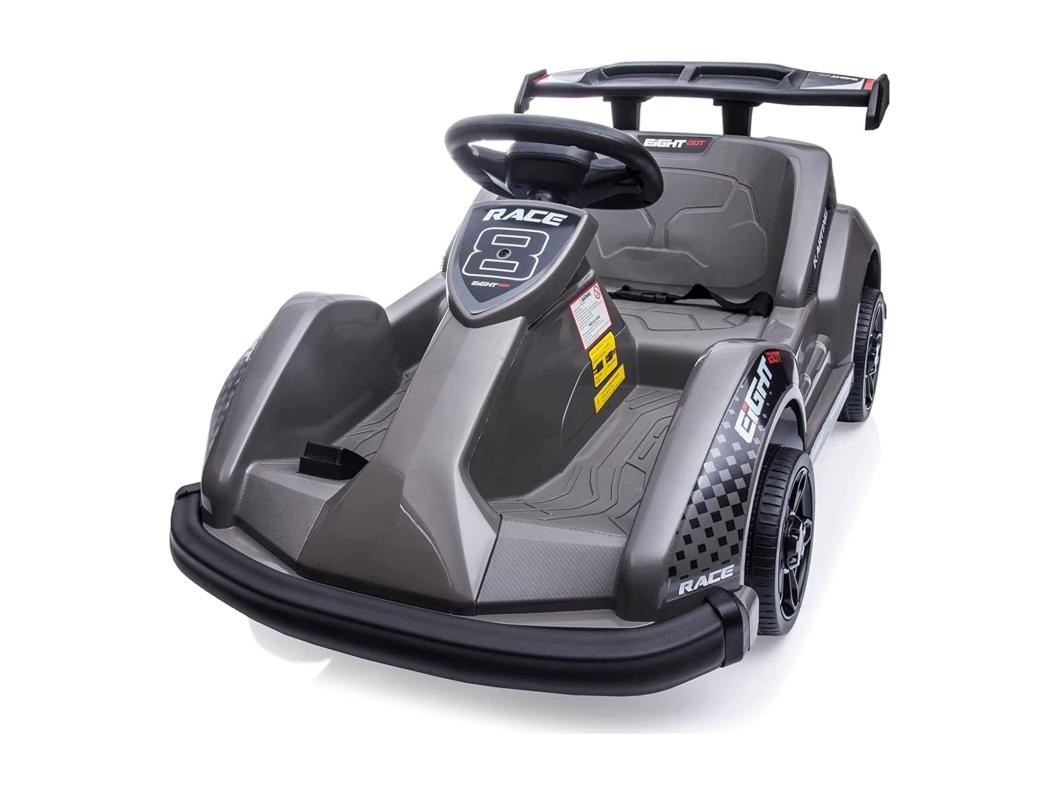 HOMEMIYN 6V elektrische Go Kart met afstandsbediening, veiligheidsgordel, langzame start, muziek, 4-wiel kinder-cadeau. Zwart.