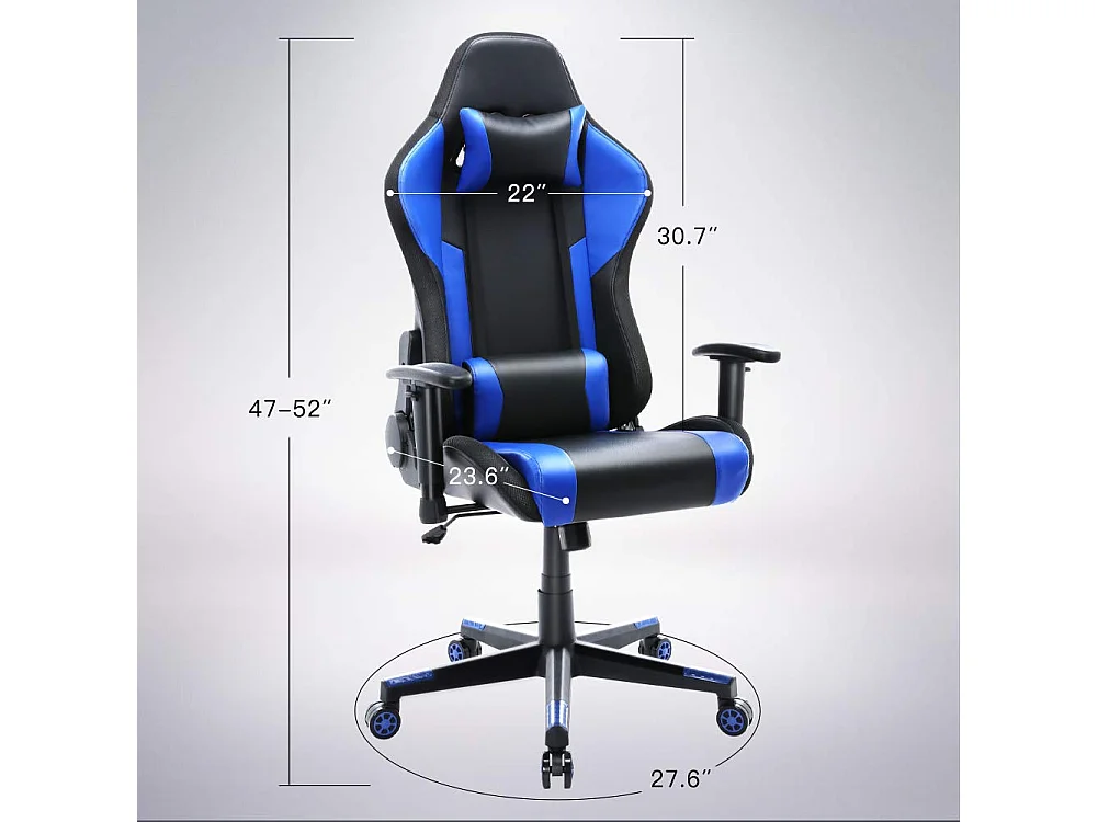 Chaise de jeu avec lumières LED RGB et haut-parleurs Chaise de gaming Chaise de bureau de style racing Chaise PC en cuir PU
