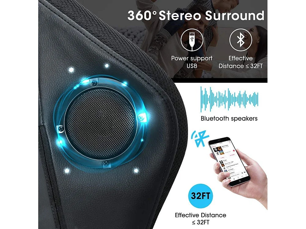 Silla gaming con luces LED RGB y altavoces, estilo racing, para oficina, de piel sintética gris.