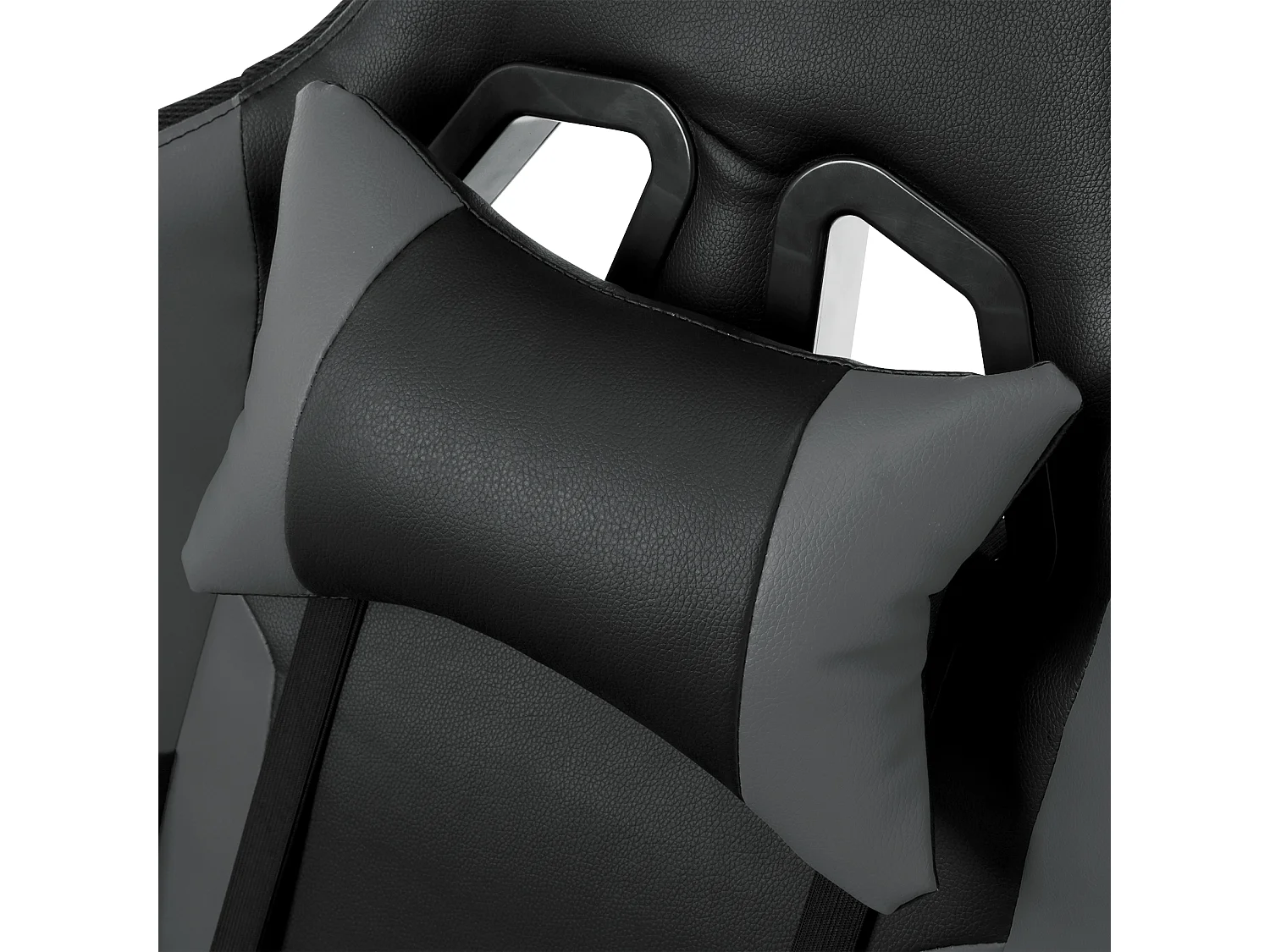 Chaise de jeu avec lumières LED RGB et haut-parleurs Chaise de gaming Chaise de bureau de style racing Chaise PC en cuir PU gris