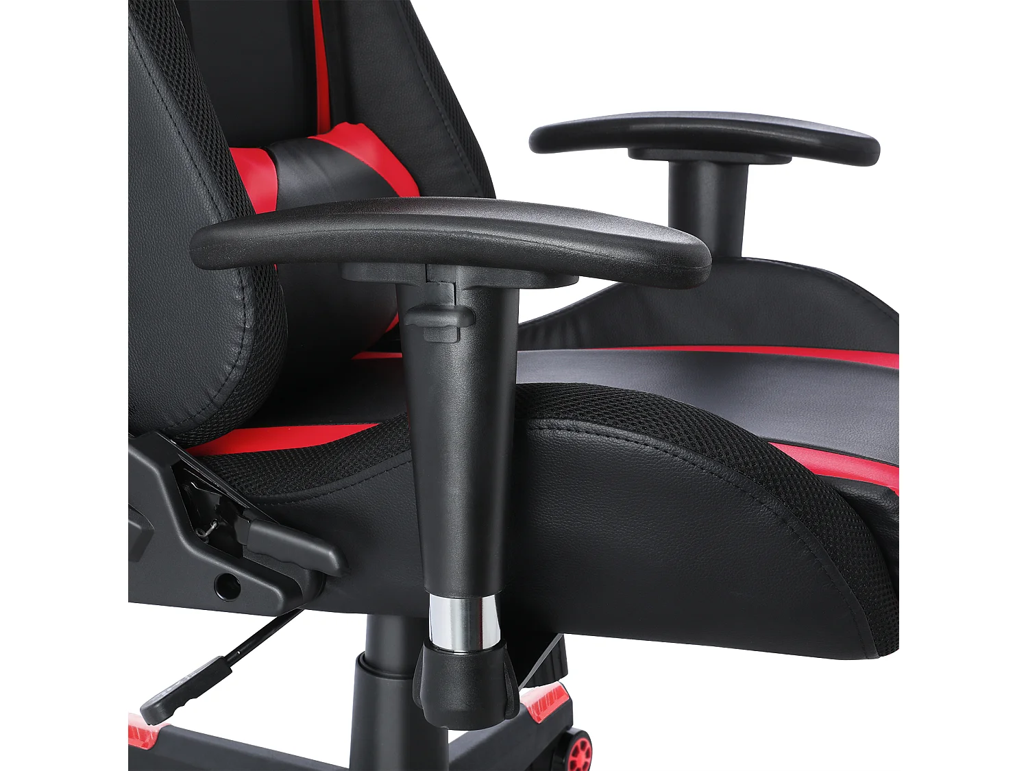 Silla para juegos con luces LED RGB y altavoces, estilo carreras, de oficina, de piel sintética roja