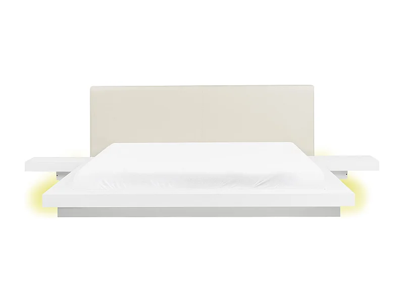Lit avec LED Cuir PU ZEN 180 x 200 cm Blanc