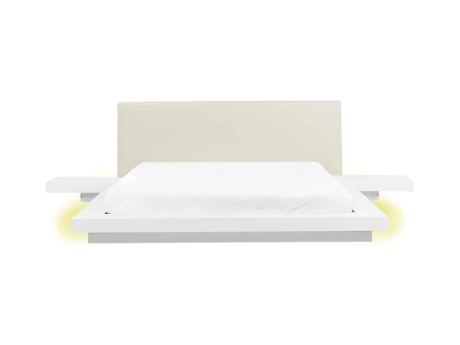 Lit avec LED Cuir PU ZEN 160 x 200 cm Blanc