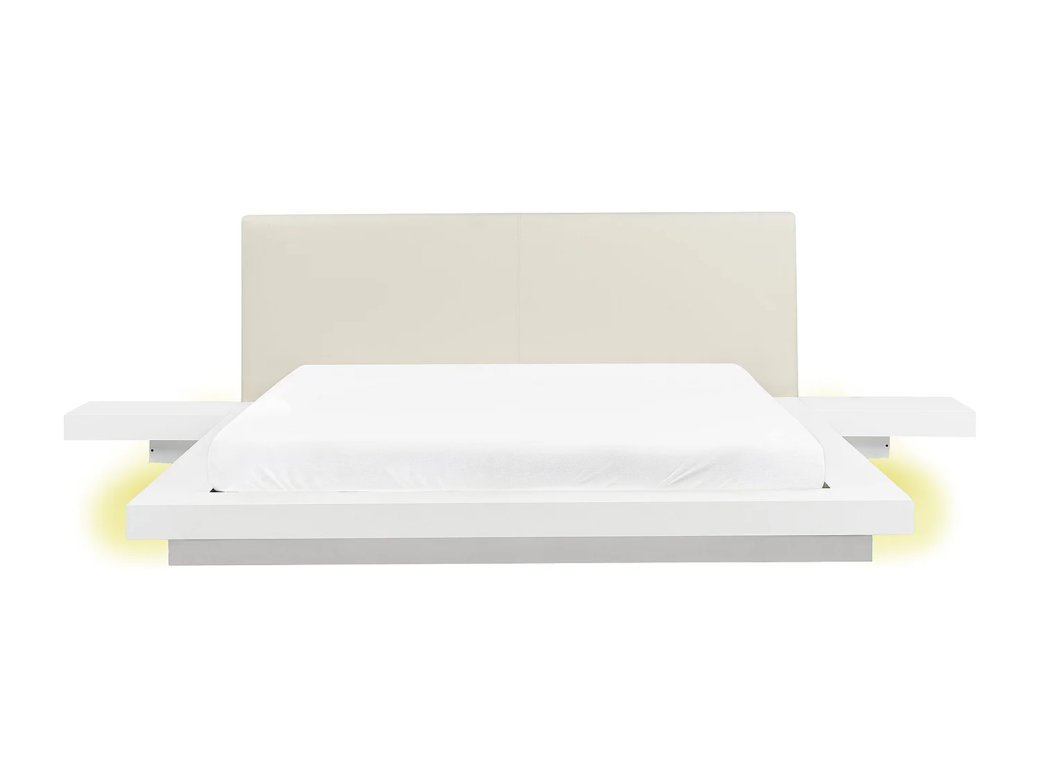 Lit avec LED Cuir PU ZEN 160 x 200 cm Blanc