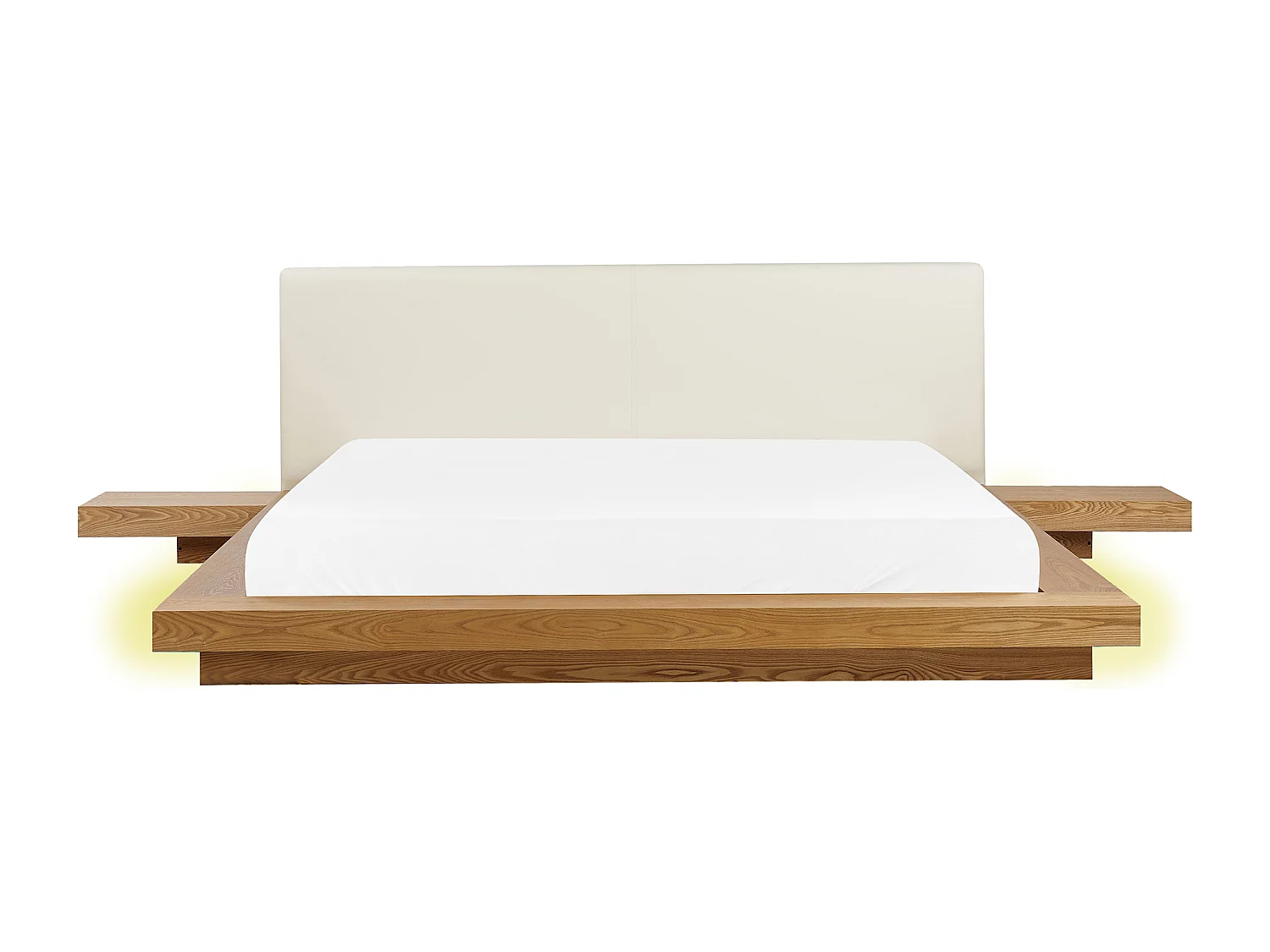 Lit avec LED Cuir PU ZEN 180 x 200 cm Frêne naturel