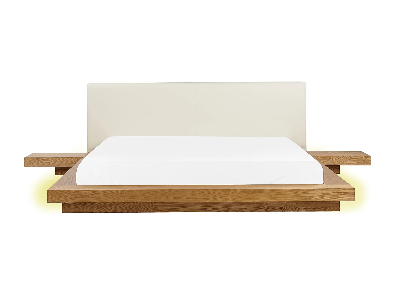 Lit avec LED Cuir PU ZEN 180 x 200 cm Frêne naturel