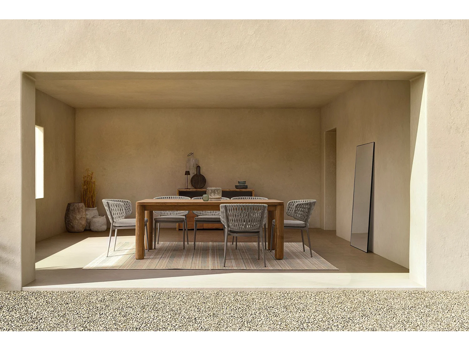 Table à manger de jardin rectangulaire en teck L200 - PORQUEROLLES