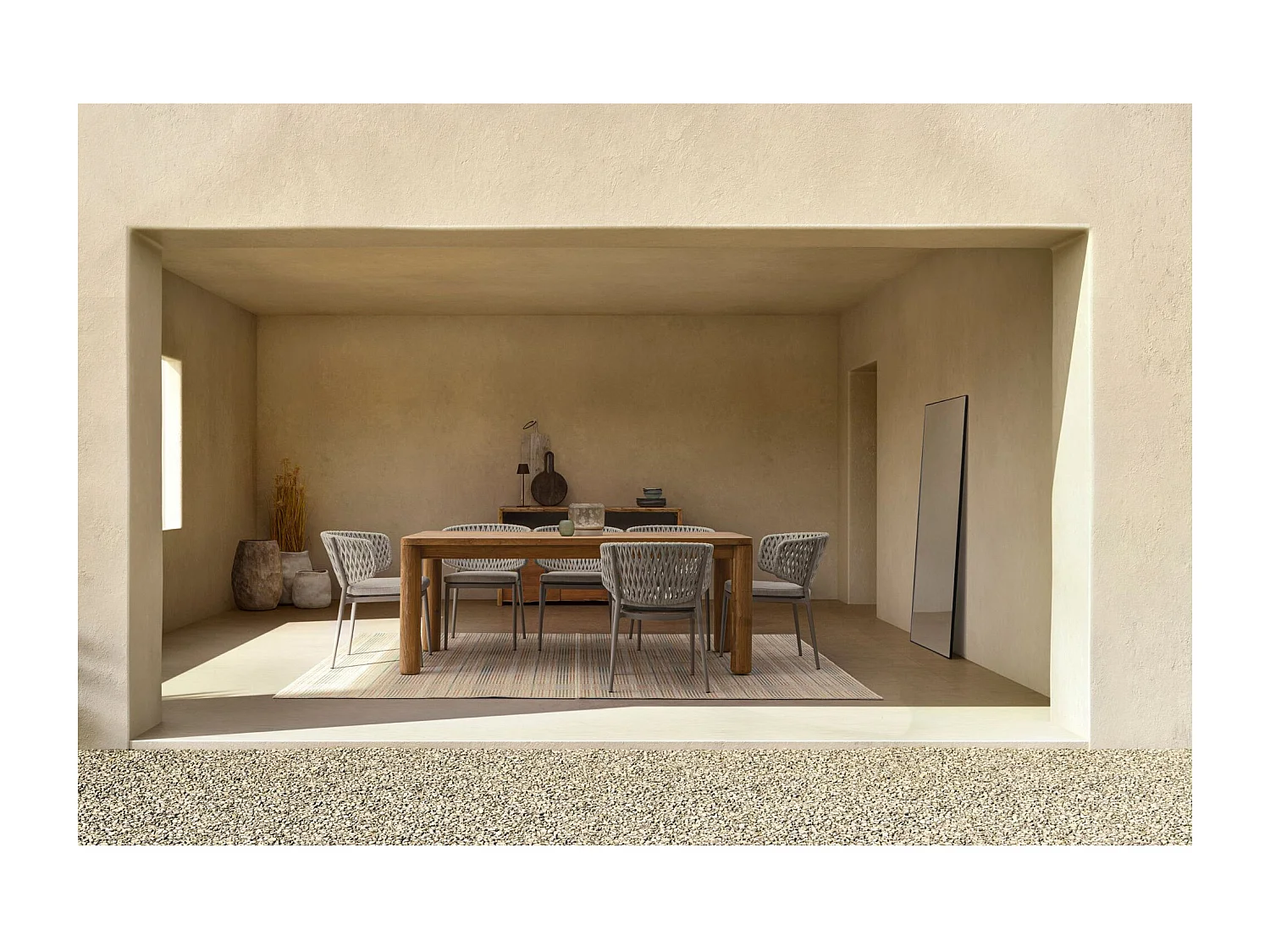 Table à manger de jardin rectangulaire en teck L200 - PORQUEROLLES