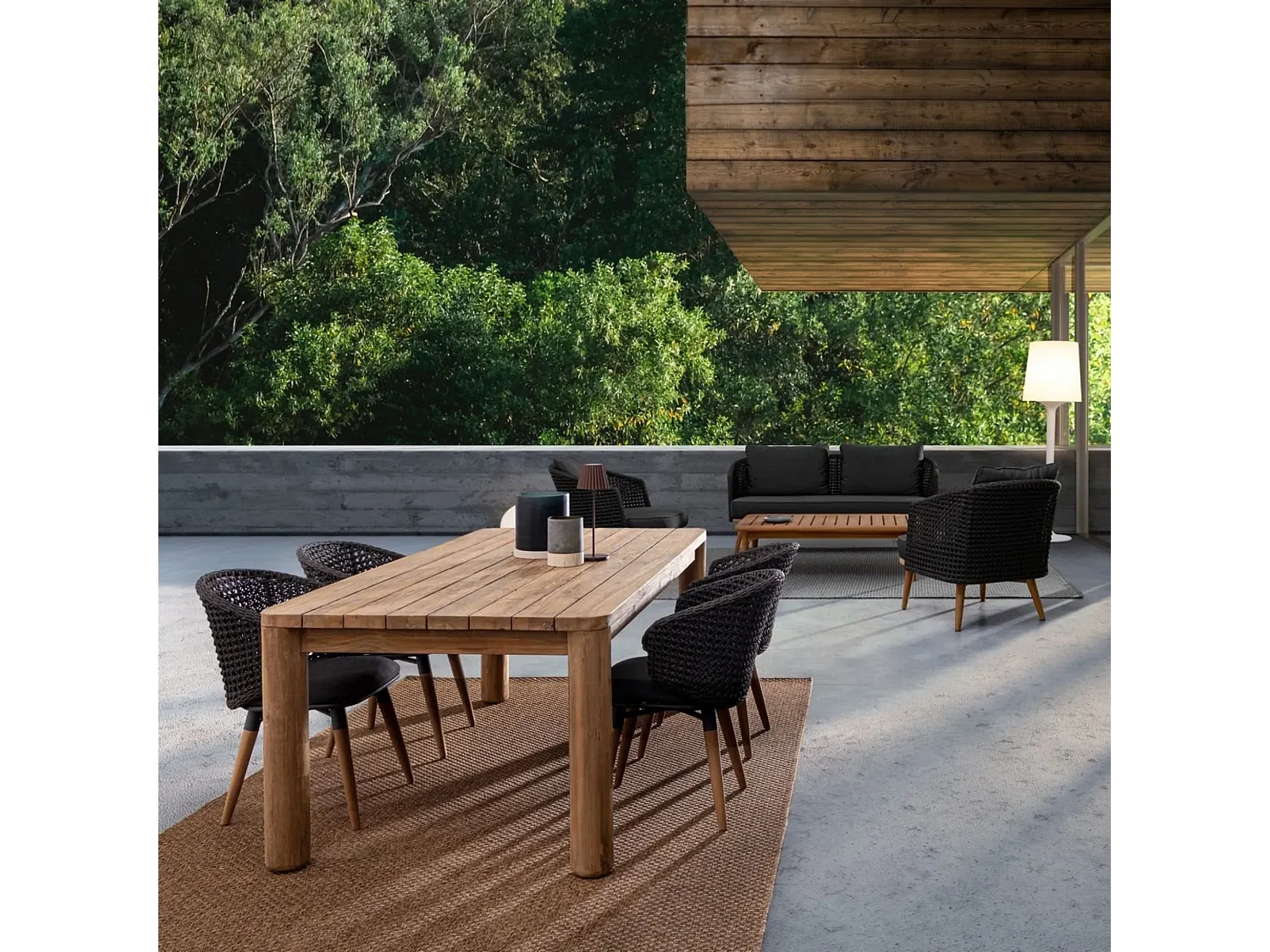 Table à manger de jardin rectangulaire en teck L200 - PORQUEROLLES